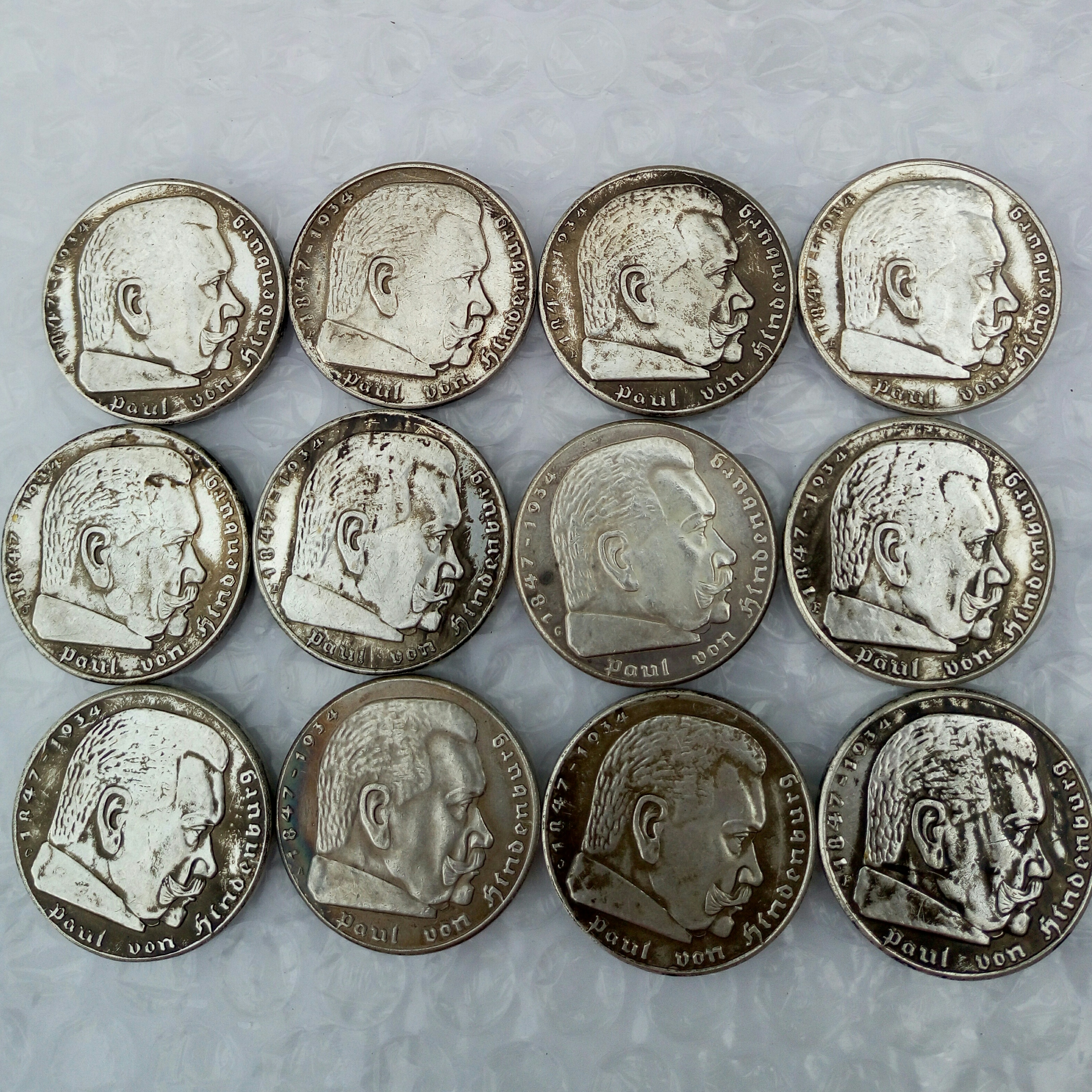 

Germany 5 Mark 1935-1936ADEFGJ 12pcs Mintmarks For Chose Craft silver Plated Copy Coins metal dies manufacturing factory Price