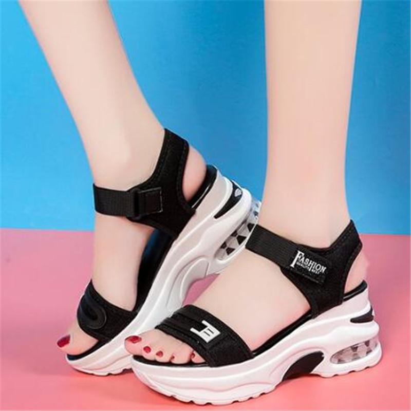 

Sandals Air Cushion Bottom Women's 2021 Summer Shoes Fashion Casual Sports Platform Women Slides Slippers, Black