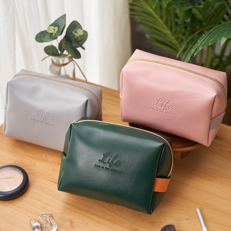 

Women Travel Cosmetic Bag Waterproof Pu Cute Wash Candy Colors Woman Makeup Bags Portable Toiletry Storage Organizer Box & Cases