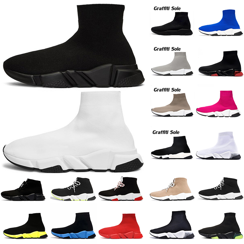 

Designer Women Mens Casual Ankle Boots Sock Shoes Graffiti Clear Sole Triple White Black Lace Up Beige Off Red Pink Speed Balen ciagas Paris Sneakers Trainers Sports, C20 clearsole black purple 36-40