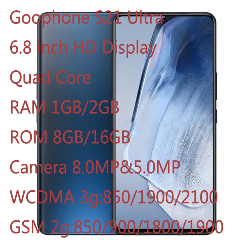 

Goo Phones S21 Ultra 6.8 inch HD Display WCDMA 3g RAM 1GB/2GB ROM 8GB/16GB Camera 8.0MP+5.0MP Andriod 11.1 OS Show 12+512GB PK 12 Pro Max NOTE20, Phantom black