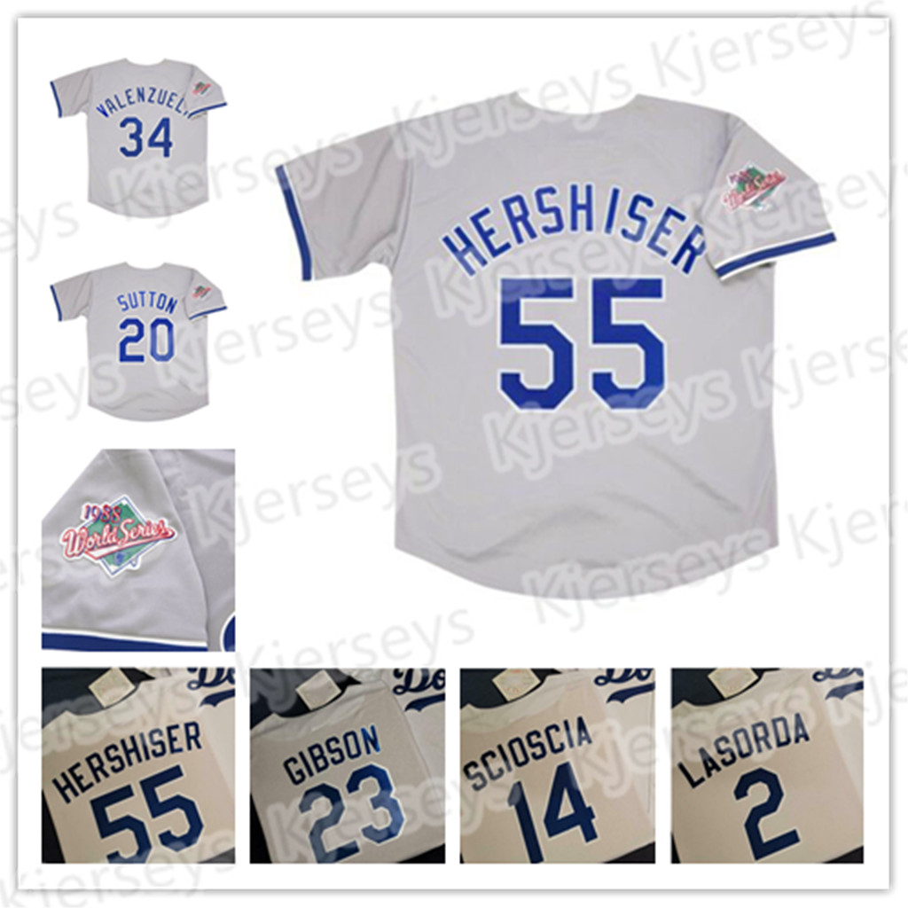 

Retro55 Orel Hershiser Baseball jersey 1988 World Series jerseys 2 LASORDA 34 Fernando Valenzuela 23 Kirk Gibson 20 Don Sutton MEN WOMEN YOUTH size S-4XL, As