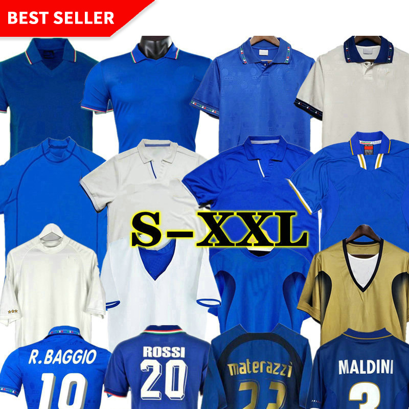 

1998 Retro Baggio Maldini SOCCER JERSEY FOOTBALL 1990 1996 1982 ROSSI Schillaci Totti Del Piero 2006 Pirlo Inzaghi buffon Italy Cannavaro, 1996 home