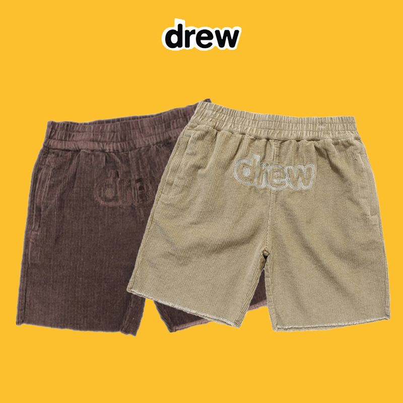 

Drew house corduroy same smiling face casual corduroy 5-piece shorts fashion, Black