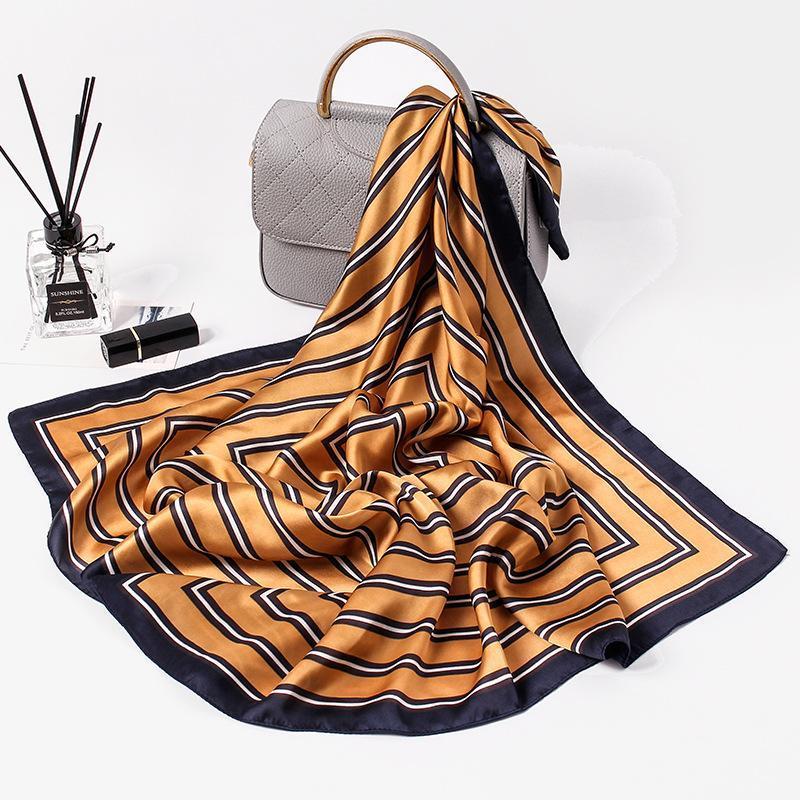 

Scarves European And American Wind Professional Real Silk Satin Small Square Scarf Spring Autumn Women's, Blue;gray