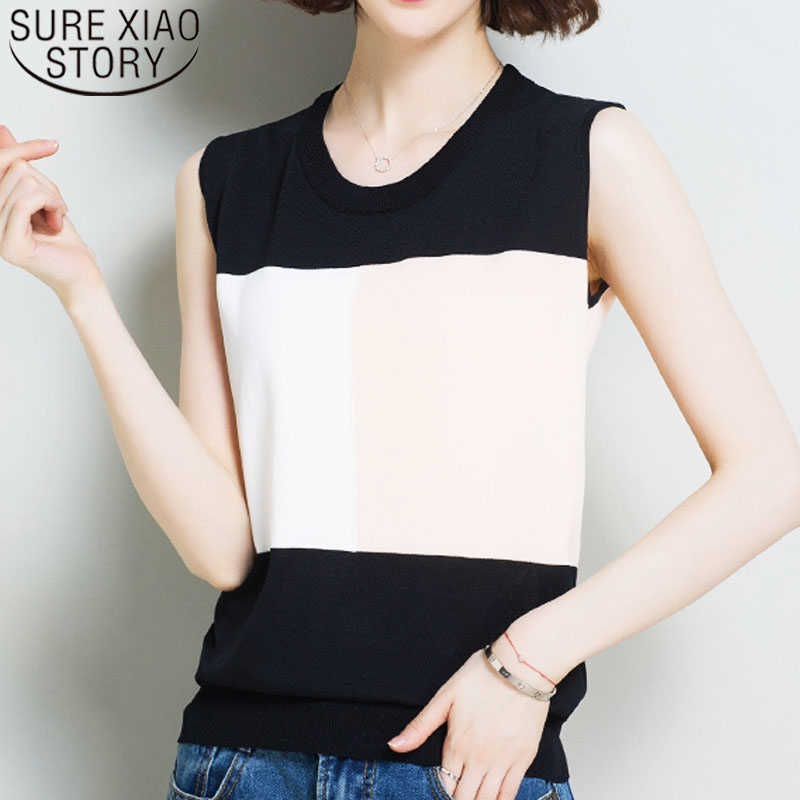

Womens clothing Sleeveless Striped O-Neck korean clothes t shirt women harajuku off the shoulder tops for women 3464 50 210527, Green