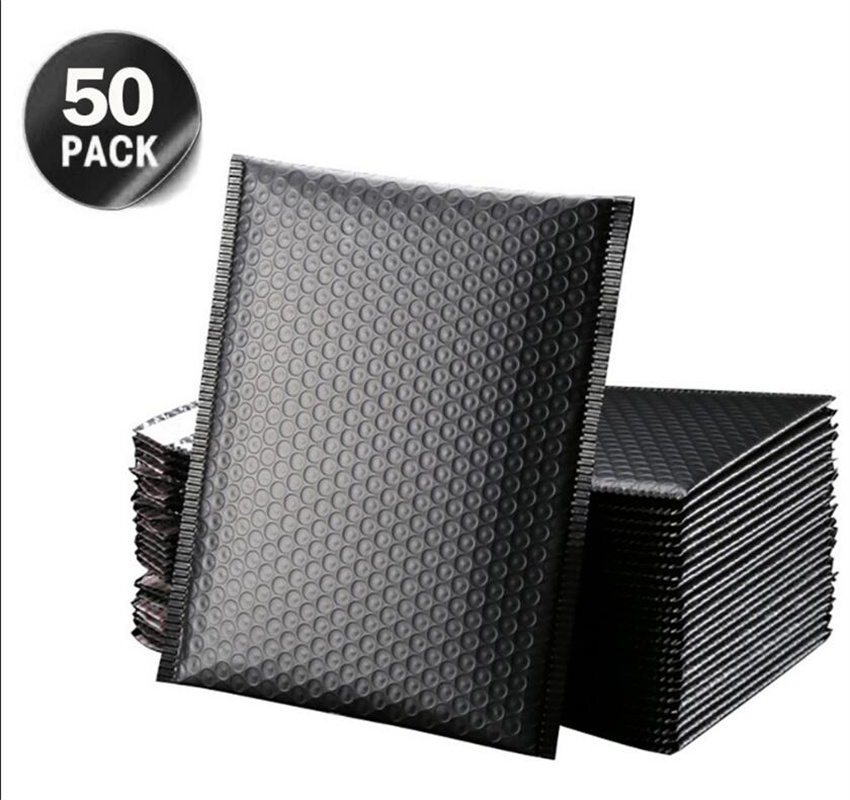 

50pcs Bubble Envelop Self Seal Black Foil Bubble Mailer For Gift Packaging Lined Poly Mailer Wedding Bag Mailing Envelopes