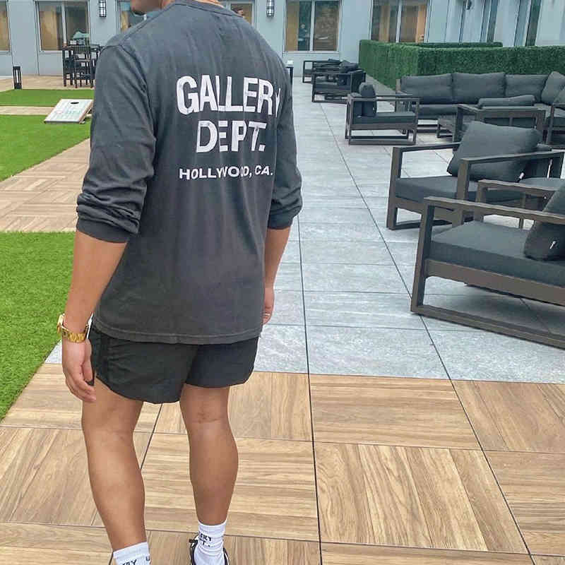 

Gallery Dept T-shirt Hollywood Letter Slogan Printed Cotton High Street Quality Men Women Loose Short Sleeve t Shirt, Black