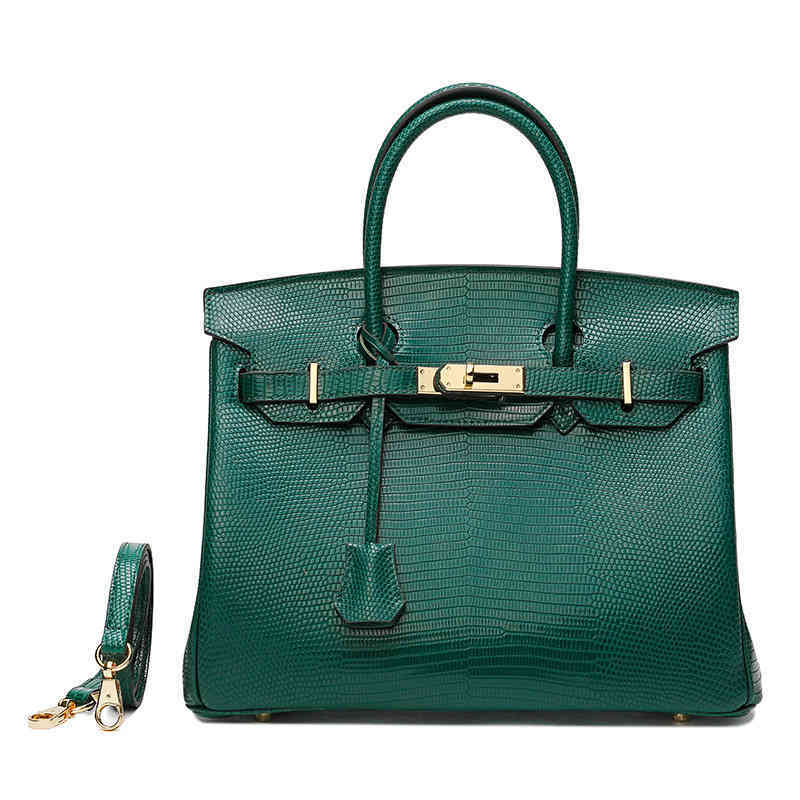 

Fashion Luxury Handbags Lizard Birkins 2022 Bag Style Leather Women's Large Capacity Cowhide One Shoulder, 30 yellow