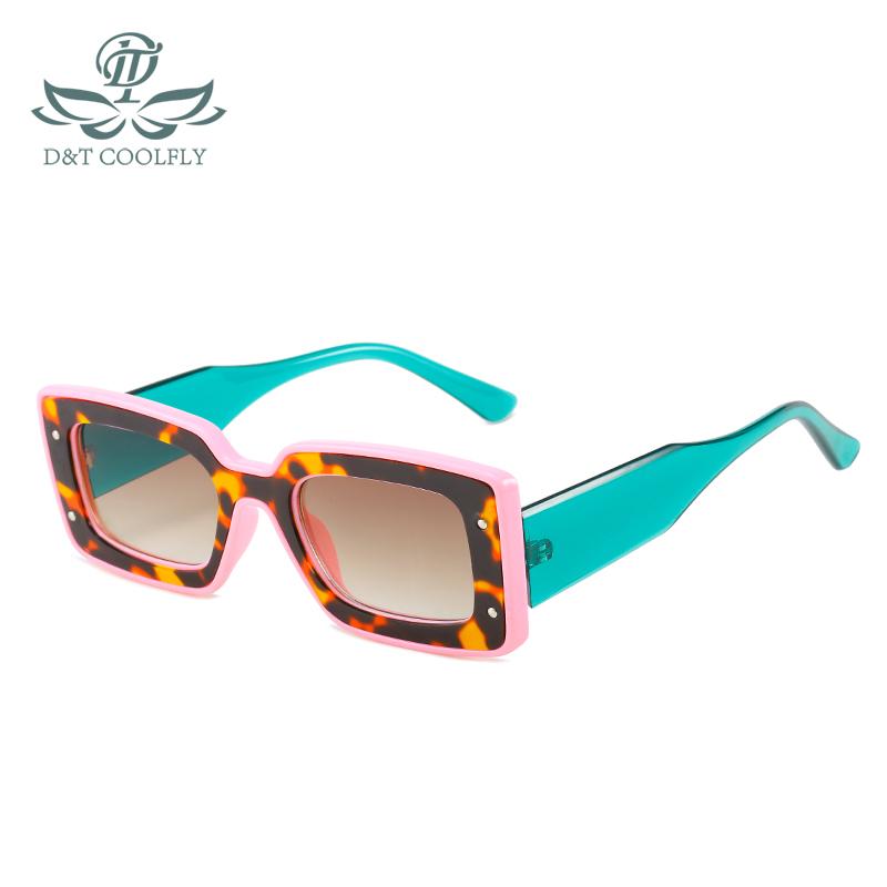 

Sunglasses D&T 2022 Fashion Rectangle Women Men Colorful Leopard Lens Frame Luxury Vintage Brand Designer Sun Glasses UV400