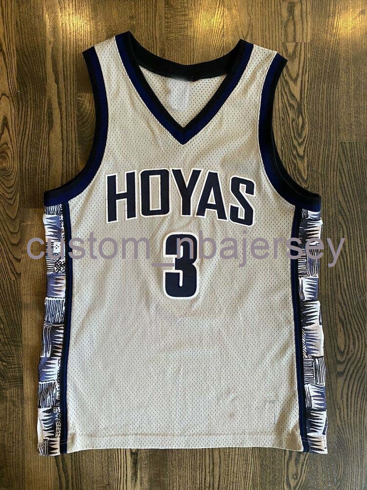 

Stitched Custom ALLEN IVERSON #3 Georgetown Hoyas Jersey Men Women Youth Basketball Jerseys XS-6XL, Grey