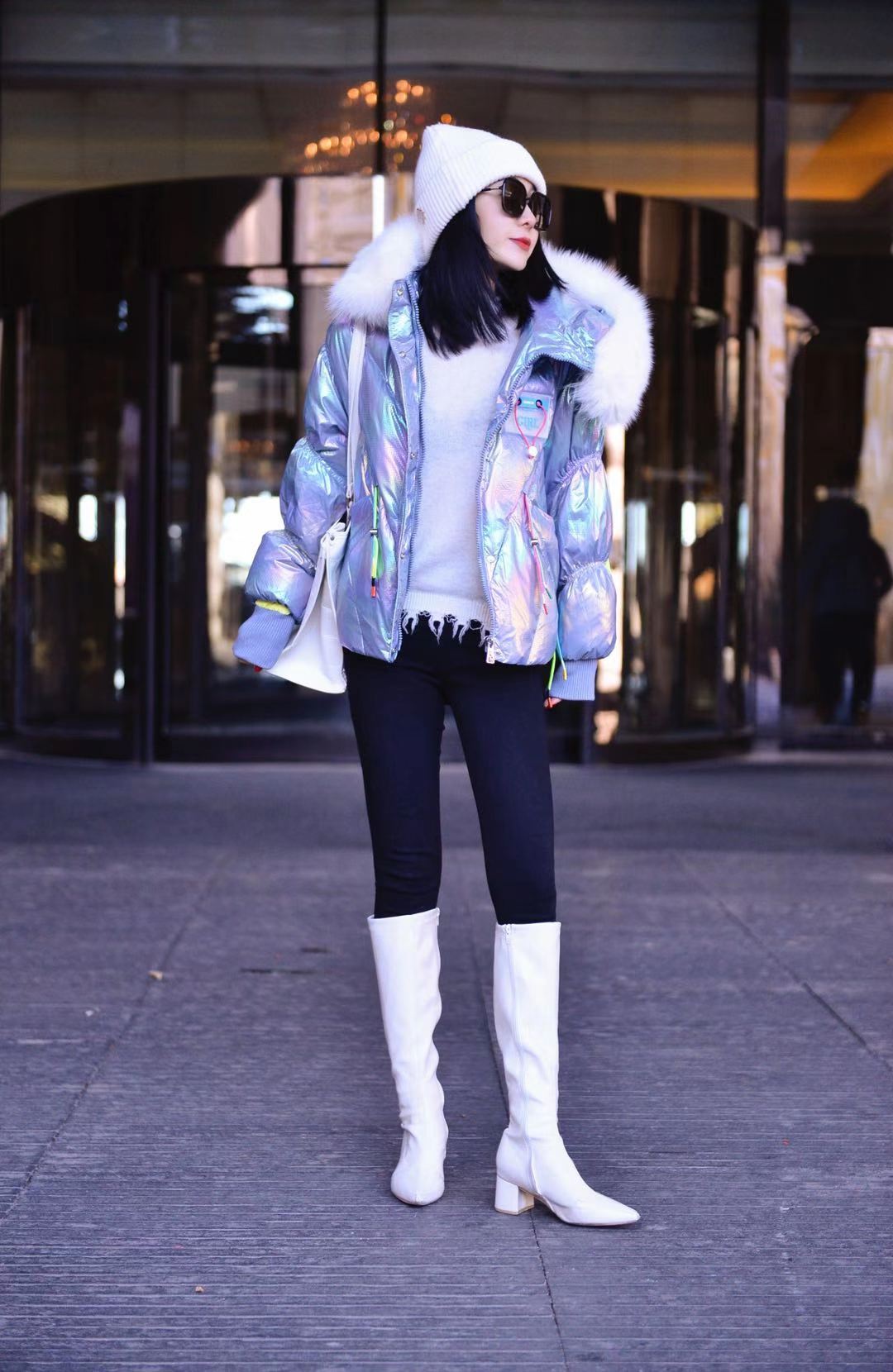 

Super light bright face large fur collar short down, Customize