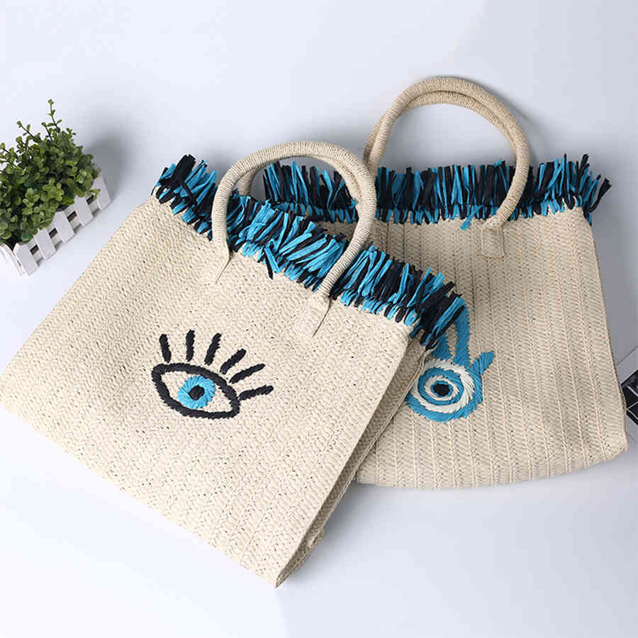 

with Luxurys Bagswomen's Handbag Straw Woven Tassels, Cartoon Embroidered Shoulder Bag, Large Capacity, Beach Use