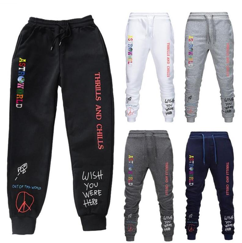 

High Quality Designer Joggers Pants Fleece Trousers ASTROWORLD Letter Printed Women Men Jogging Pants Hip Hop Streetwear Men Sweatpants, Black