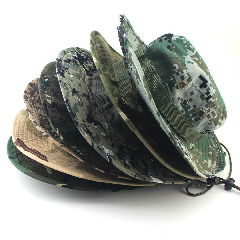 

Outdoor Hats Camouflage Tactical Cap Military Boonie Hat US Army Caps Camo Men Sports Sun Bucket Fishing Hiking Hunting 60CM, As shown
