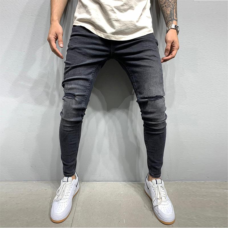 

Men' Jeans Men Ripped Fashion Skinny Stretch Black Pencil Trousers Hip Hop Streetwear Casual Style Slim Fit Hole Denim Pants, 8868