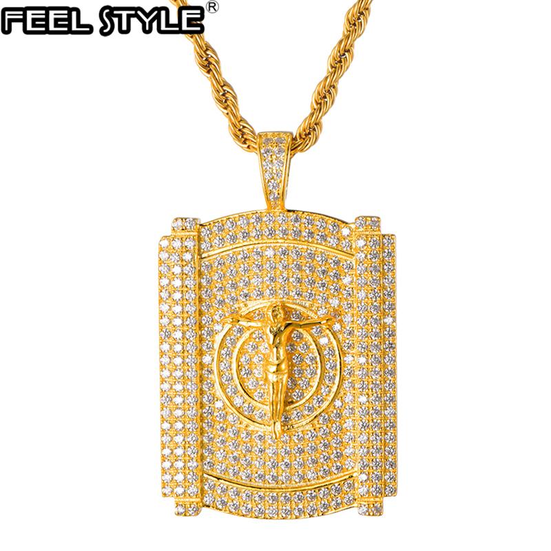 

Full Iced Out Bling Jesus Rhinestone Rope Chain Gold Color Pendants & Necklaces For Men Hip Hop Jewelry Pendant, Silver