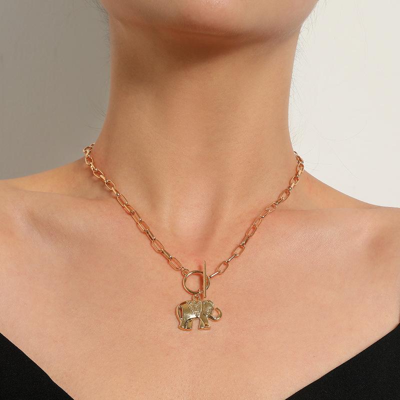 

Pendant Necklaces Vintage Boho Elephant Choker Round Link Chain Necklace For Women Gold Silver Color Collar Party Fashion Jewelry Gift