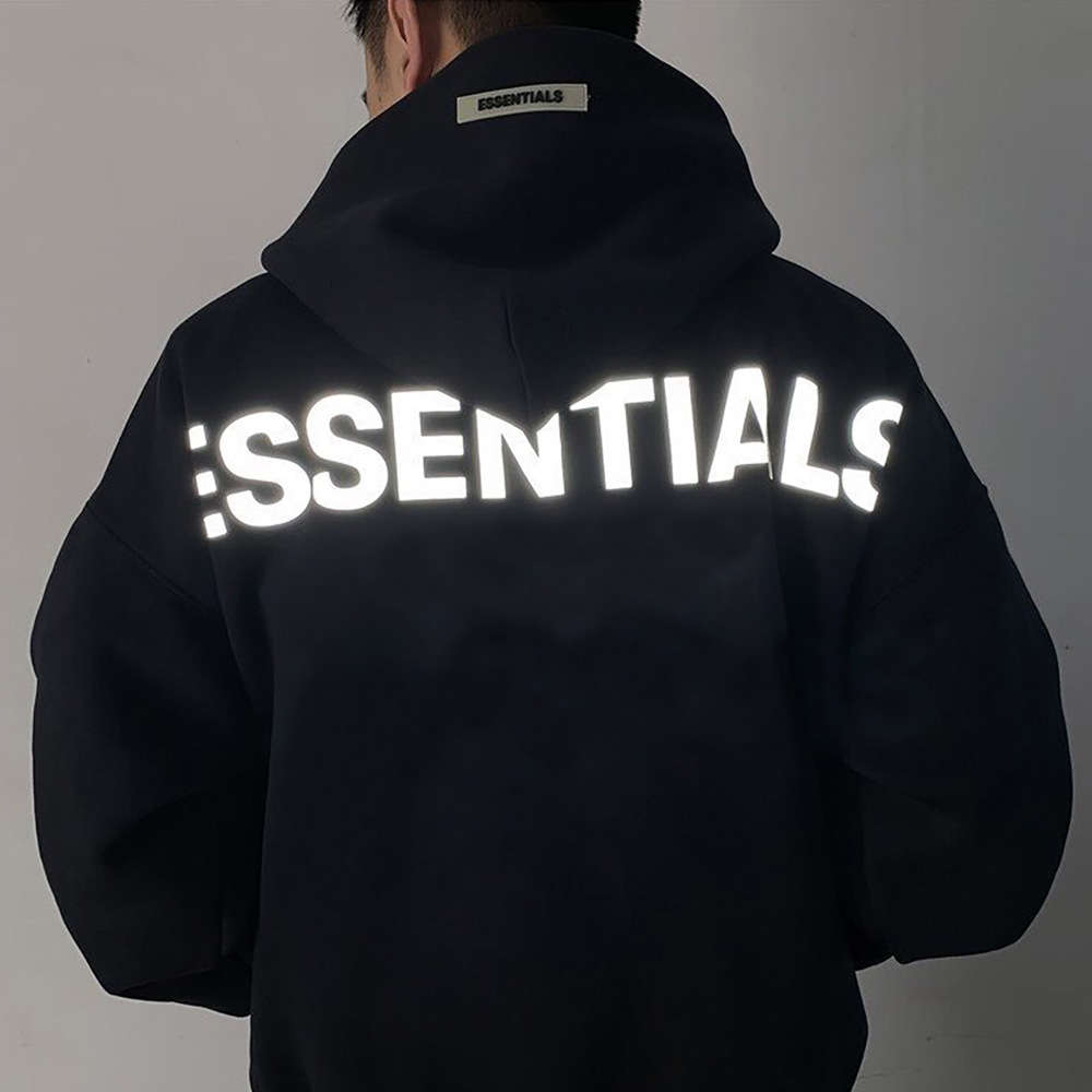 

sweatshirt Essentials reflective letter men's women's inschao spring and autumn loose couple fog Hoodie cotton, Black