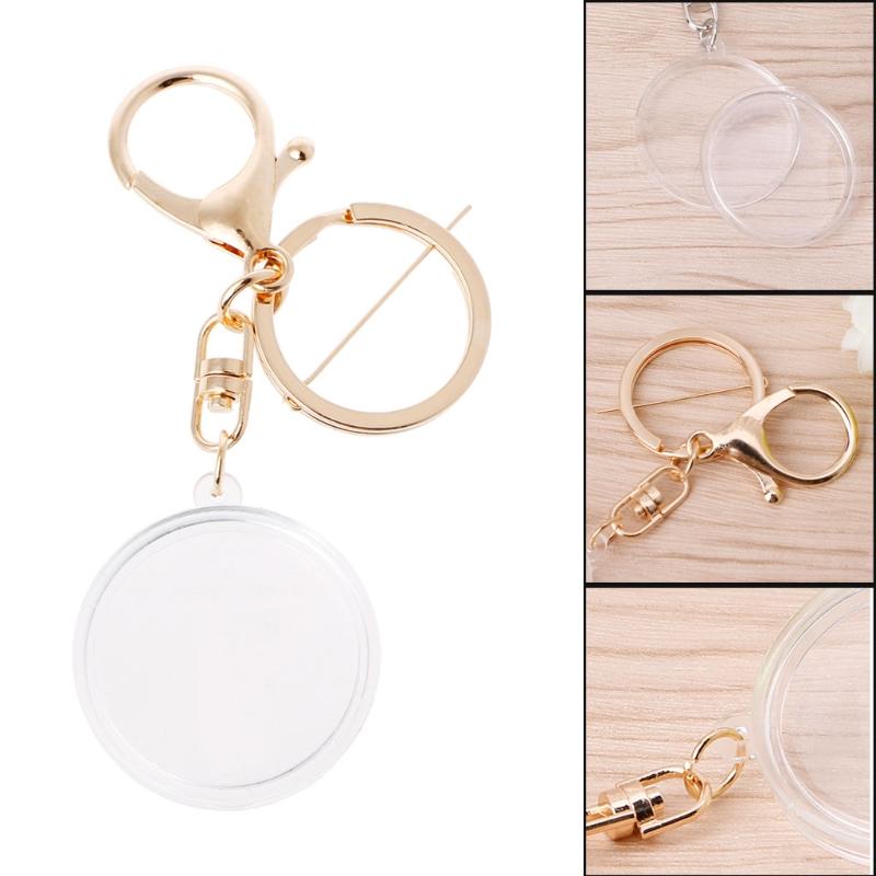 

Keychains Fashion Acrylic Coin Holder With Pad Ring For 30mm 27mm Keyring Alloy Keychain Drop