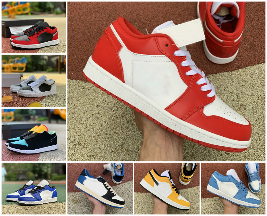 

Jumpman Low 1s Basketball Shoes Men Women Magenta Light Smoke Grey Toe Obsidian Pink Hyper Royal UNC Panda Paris Sports Trainers Sneakers, Box