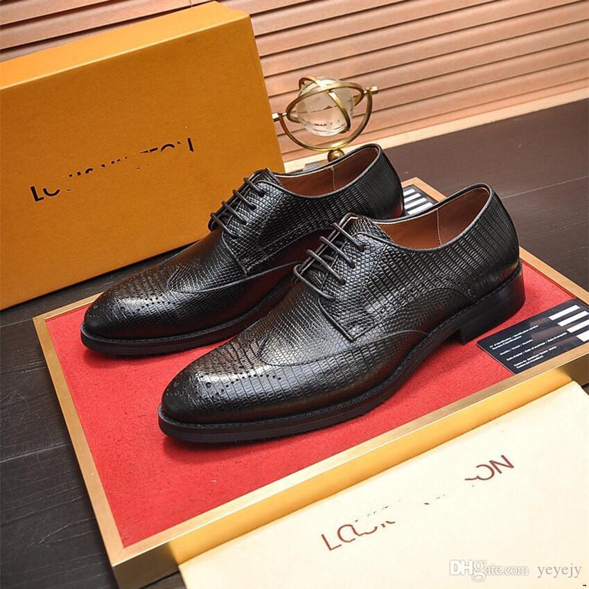 

Q1 SIZE 36 45 Autumn GENUINE LEATHER Boss Derby LUXURY DRESS SHOES MENS Suit SHOES Footwear Boy Wedding SHOE FORMAL Business FelIx 22, Black