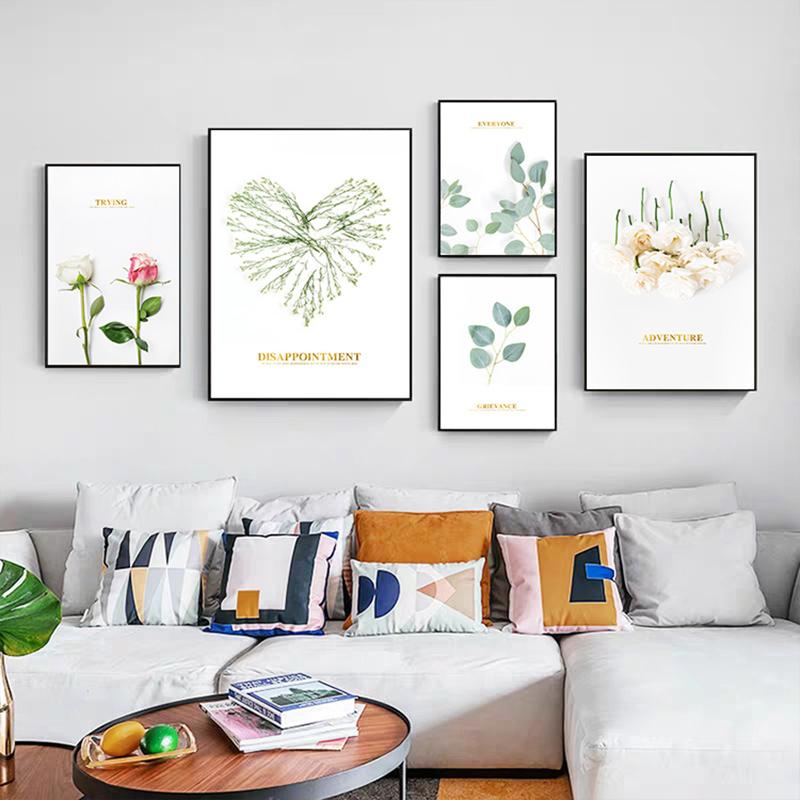 

Paintings Scandinavian Poster Green Plant Leaf Canvas Painting Nordic Style Flowers Wall Art Print Modern Living Room Decoration Picture