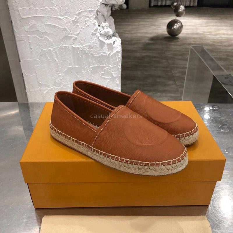 

Designer ladies starboard flat canvas shoes black black leather loafers letter round signature rope sole sole ladies dress wedding fashion