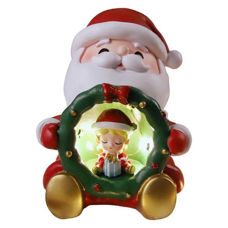 

Christmas Decorations Santa Claus Light LED Night Gift Decor With Wreath Girl Boy Wearing Hat For Party Home De