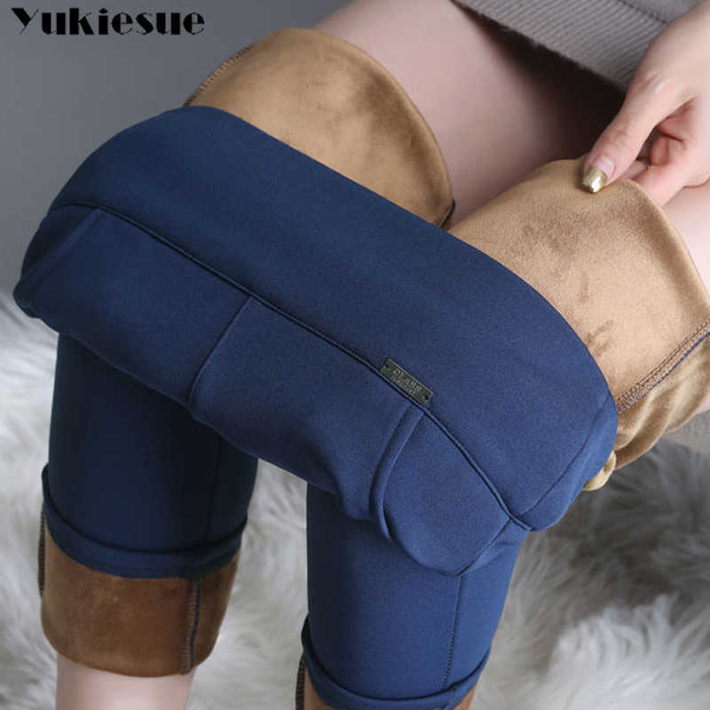 

Warm Winter Women Pants Skinny Thick Velvet Wool Fleece Leggins Trousers Lambskin Cashmere Pants Female Leggings Plus size 6XL 211019, Black spring