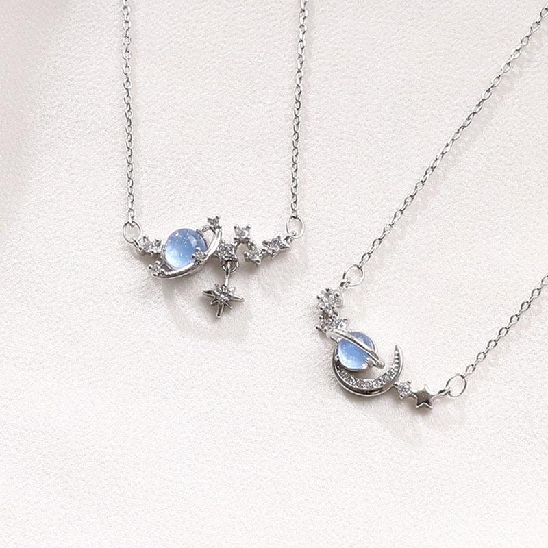 

Chokers Star Moon Aurora Necklace Female Chain Girlfriend Birthday Gift Wall Lamp Luxury Design Christmas