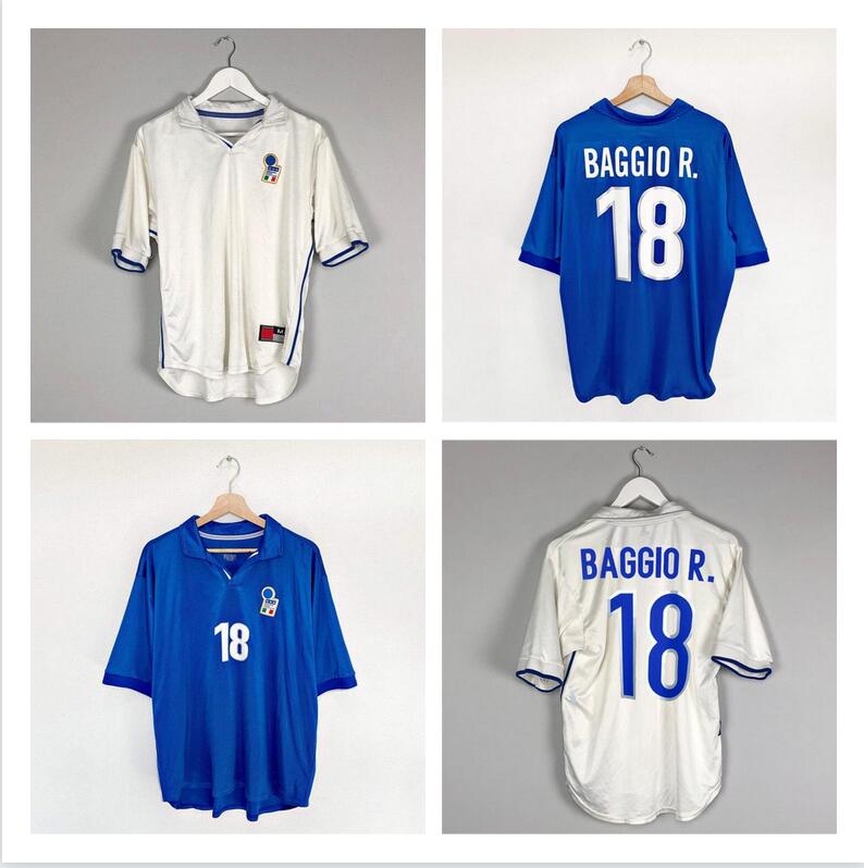 

1998 World Cup Retro version Italy BAGGIO R Soccer Jersey 98 VIERI DEL PIERO MALDINI Soccer Shirt Away ZOLA MORIERO MATTEO football uniforms, 1998 retro edition away