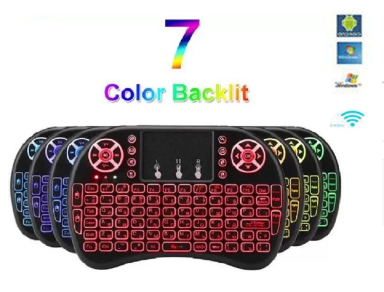 7 Color i8 Wireless Mini Keyboard Backlit 2.4G mini Air Mouse Remote Control Touchpad for Smart Android TV Box media player Notebook Tablet Pc