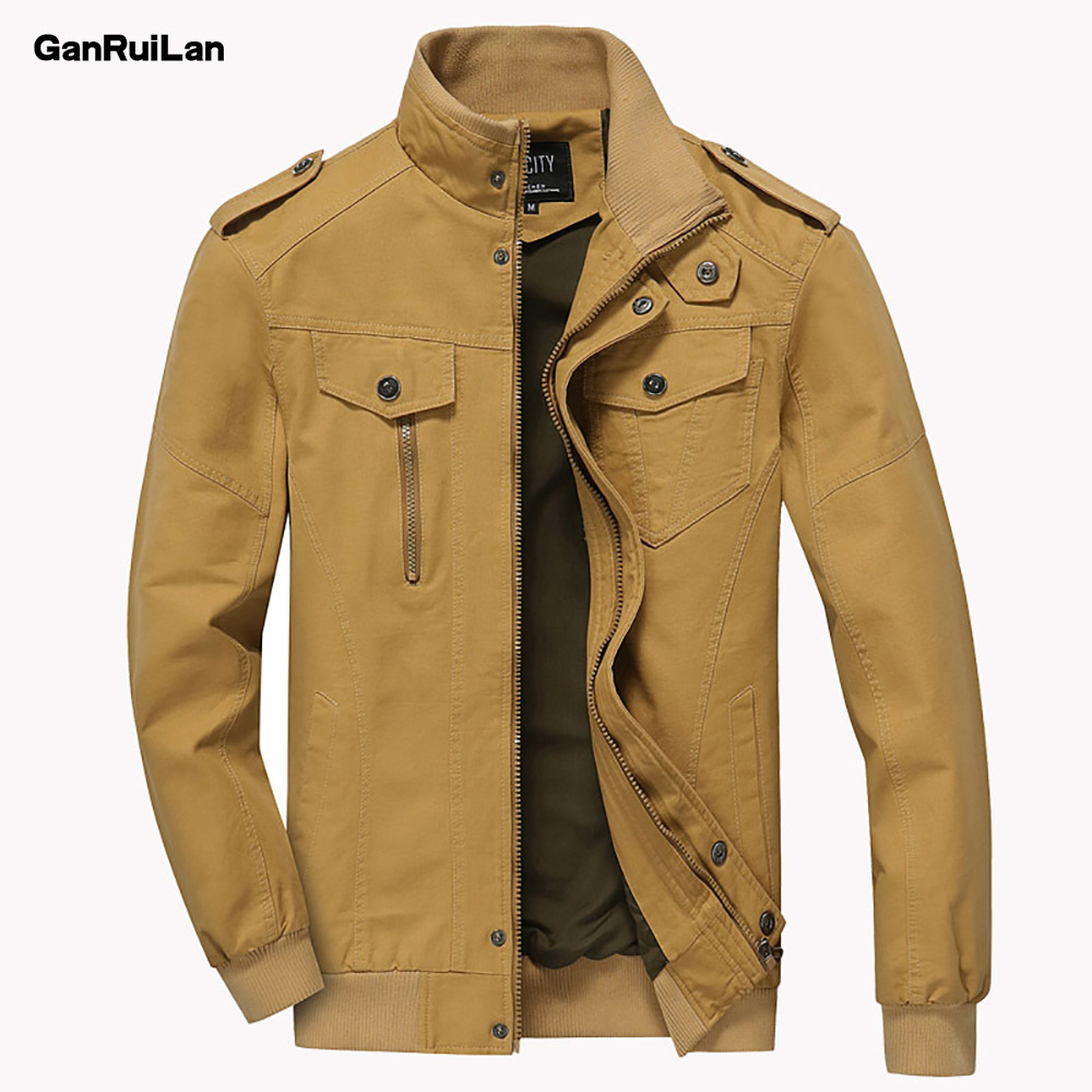 

Military Men Jackets Cotton Multi-pockets Casual Coats Male Spring Autumn Cargo Jackets Mens Chaquetas Hombre B0868 210518, Khaki color