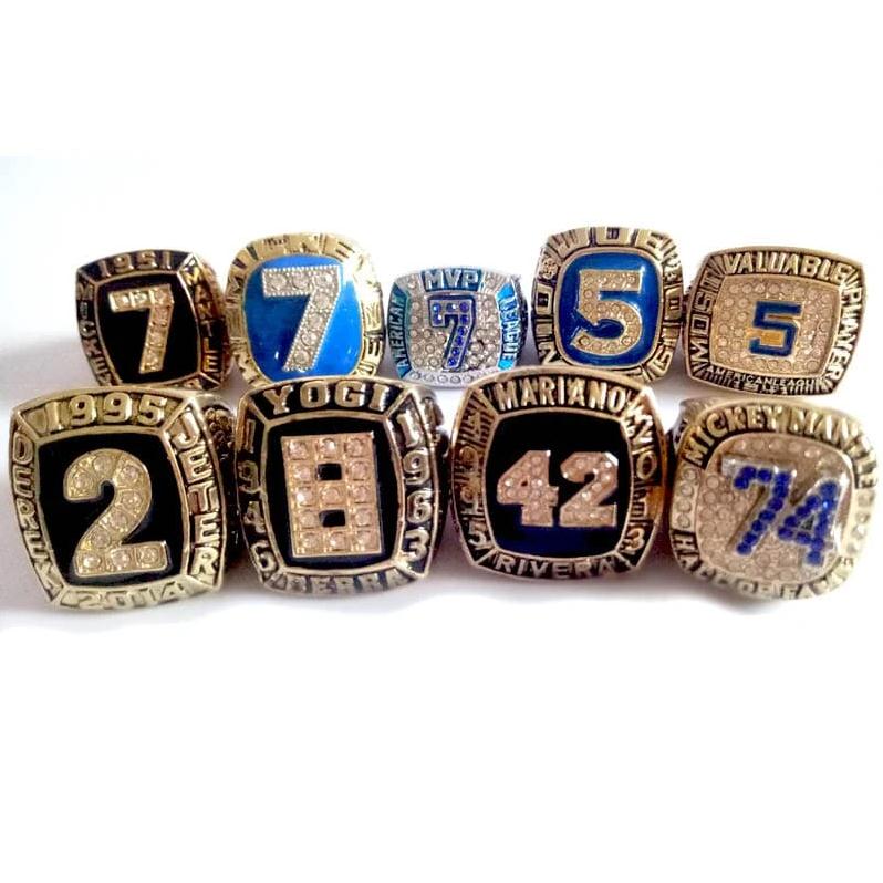 

NY Yankees Hall of Fame World Series Championship ring alloy diamond size 11, 9 set, Golden;silver