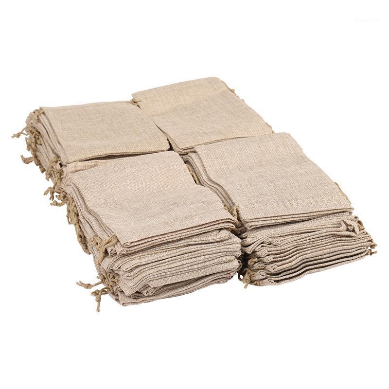 

Gift Wrap 100pcs Burlap Packing Pouches Drawstring Bags 13x18cm Bag Jute Storage Linen Jewelry Sacks For Wedding Part