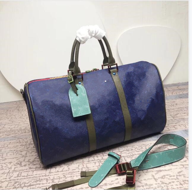 

2021 Duffle bag Classic 45 50 55 Travel luggage for men real leather Top quality women crossbody totes shoulder Bags mens womens handbags 5 colors