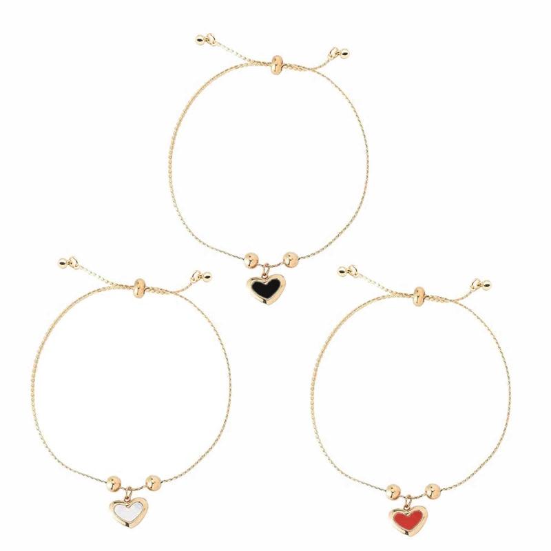 

Charm Bracelets Personality Trend Ladies Korean Style Bracelet Women Fresh And Simple Daily Wear With White Metal Heart-shaped, Golden;silver