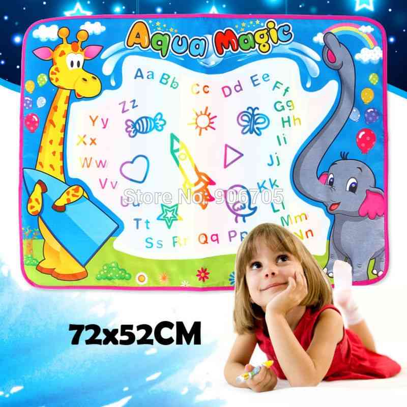 

72x52cm Water Drawing Painting Writing Toys Doodle aqua magnetic drawing board Play Mat Magic Pen with 8Pcs Model Drawing tools 210330