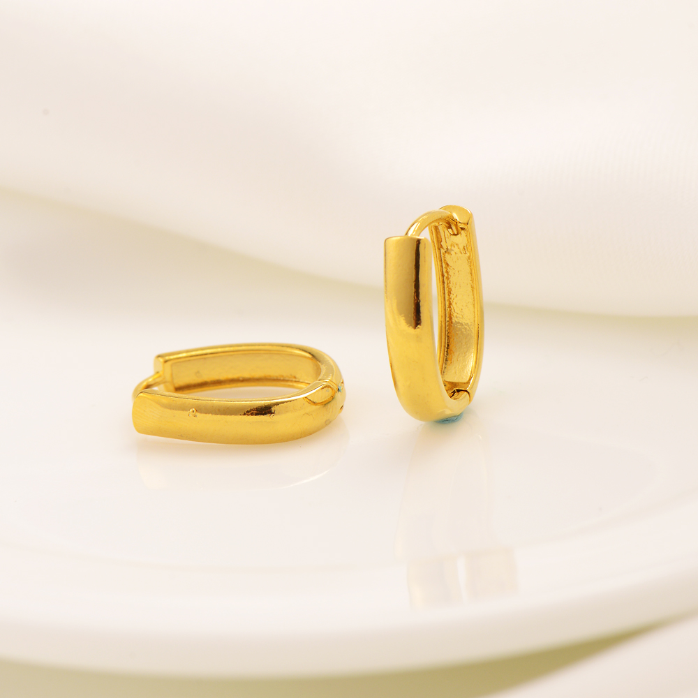 14k Fine Solid Yellow 18ct THAI BAHT G/F Gold Fashion Hoop Earrings U Circle Coquetas Oro Laminado Women Jewelry Classic-image-721009863