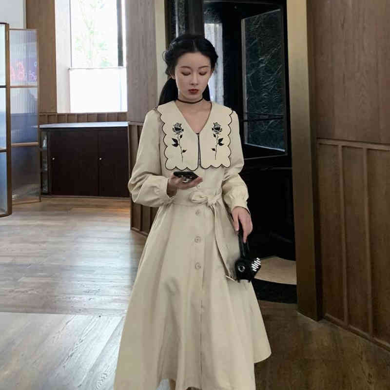 

Casual Dresses Skinny Suofun cleavage v the vintage Korean line of a pink French piece fashion elegant ladies'embroidery dress in spring CJT7, 1# shoe box