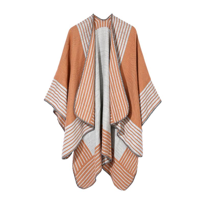 

Women's Jackets Women Winter Warm Oversized Printing Blanket Cape Wraps Shawl Cardigans 5 Colors Choose Woman Outwear, Black;brown