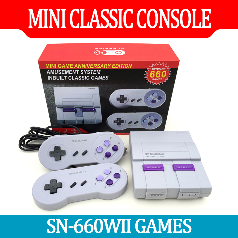 

Nostalgic game player host SUPER SNES 21 Mini HD TV Video Wii Console 16-bit dual handle gray support for downloading and saving