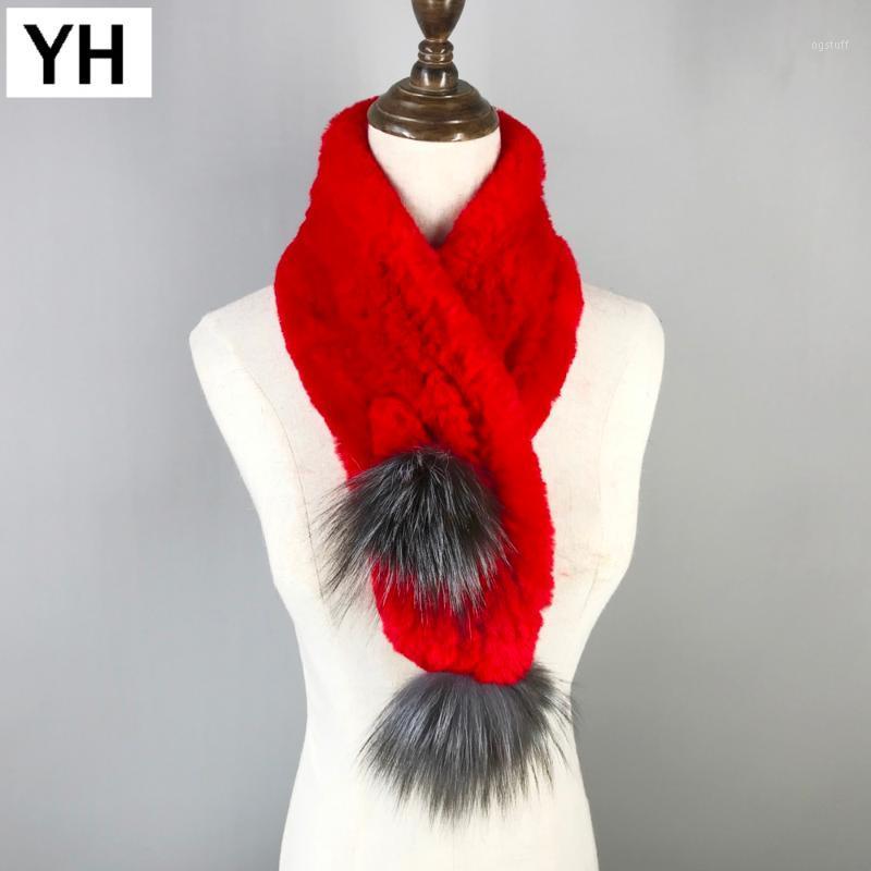 

Scarves 2021 Fashion Rex Fur Scarf Warm Hand-woven Real High Quality Womens Knitted Natural, Blue;gray