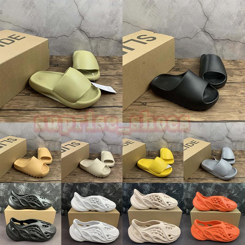 

With Box Foam Runner Sandals For Men Women Summer Outdoor Beach Shoes Triple Black Bone Sand Resin Flip Flops Designers Slides Rubber Sl KVU