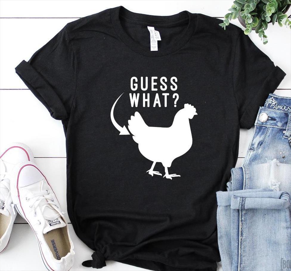 

guess what chicken print mens t shirt and womens casual funny lady yong girl tee higher quality drop ship, White;black