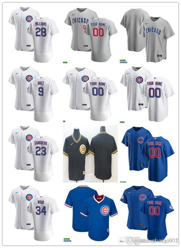 

Men Women Youth Baseball Jersey Chicago Cubs 28 Mitch Williams 34 Kerry Wood 9 Javier Baez 23 Ryne Sandberg custom Blank blue wh, Blue;black