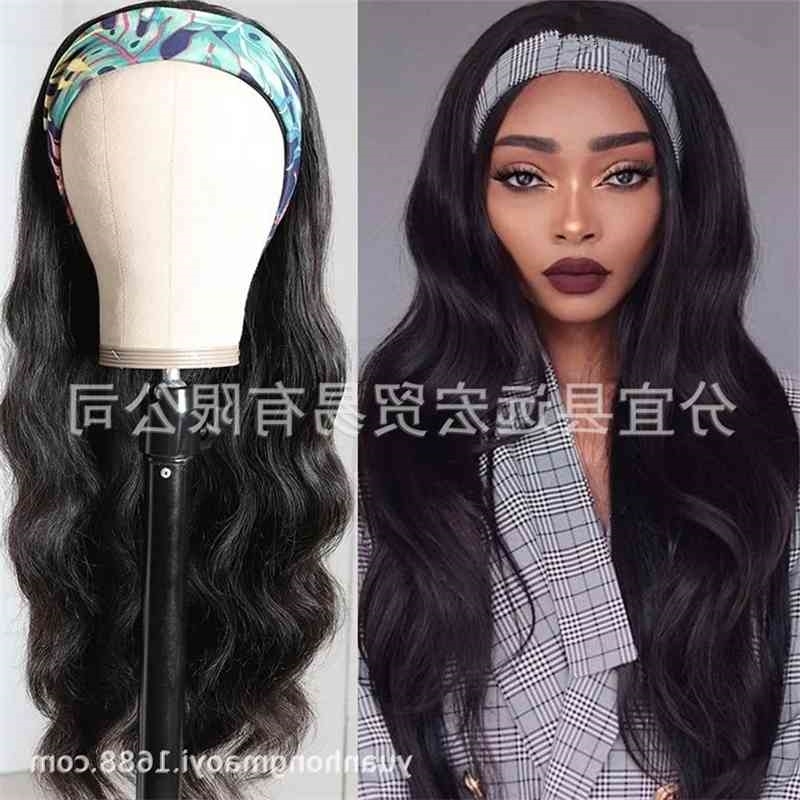 

Fashion Scarf female New long curly hair chemical fiber headband wig Headcover, 18