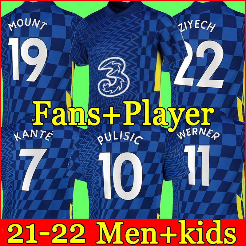 

CFC soccer jersey ZIYECH PULISIC MOUNT KANTE HAVERTZ WERNER ABRAHAM CHILWELL GIROUD HUDSON-ODOI 2021 2022 football shirt 21 22 men + kids kit set socks uniforms, 20-21 away