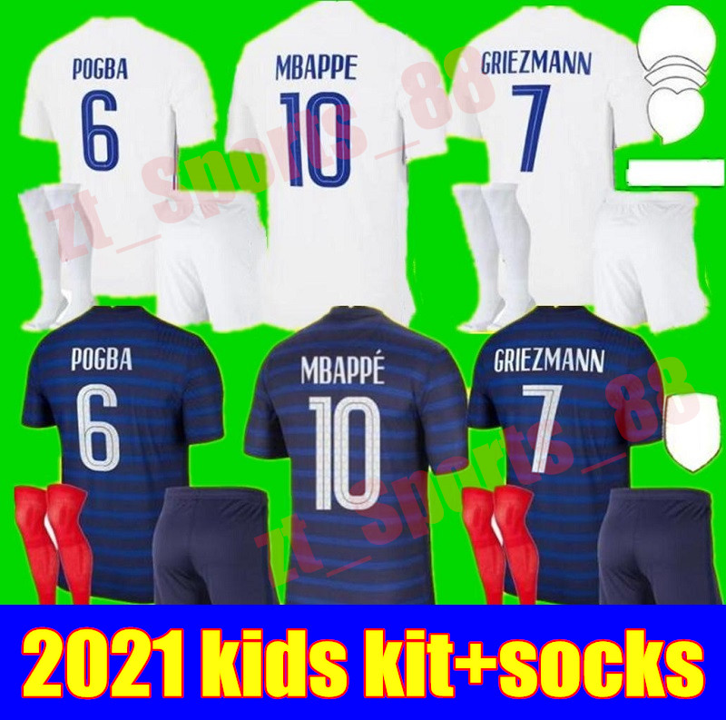 

2021 FRANCE Soccer jersey kids kits youth child maillot de foot MBAPPE GRIEZMANN POGBA THAUVIN KANTE boys Football shirts, Home+patch